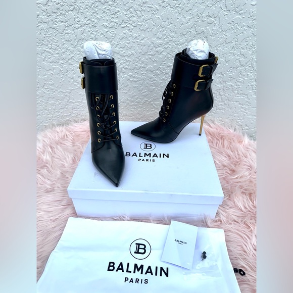BALMAIN URIA LEATHER ANKLE BOOTS - Picture 5 of 13